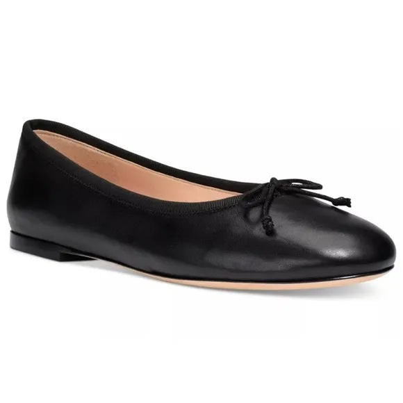 EUC KATE SPADE NEW YORK Honey Ballet Flats Bows Black Leather 9