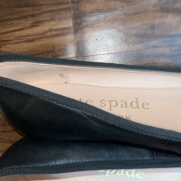 EUC KATE SPADE NEW YORK Honey Ballet Flats Bows Black Leather 9