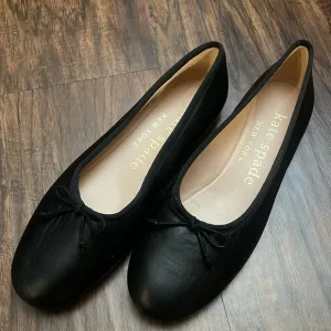 EUC KATE SPADE NEW YORK Honey Ballet Flats Bows Black Leather 9