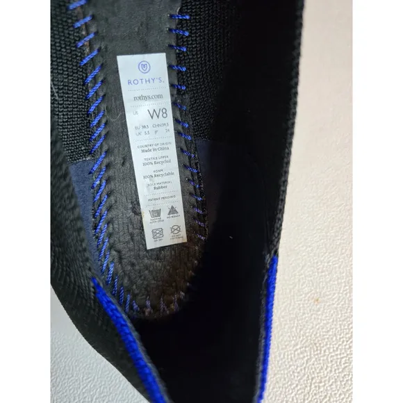 EUC Rothy's The Flat Women US 8 Black Luxury Ballet Flats Shoes Round Toe C9