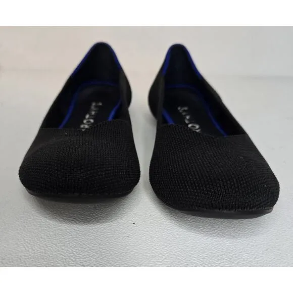 EUC Rothy's The Flat Women US 8 Black Luxury Ballet Flats Shoes Round Toe C9
