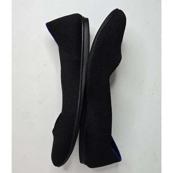 EUC Rothy's The Flat Women US 8 Black Luxury Ballet Flats Shoes Round Toe C9
