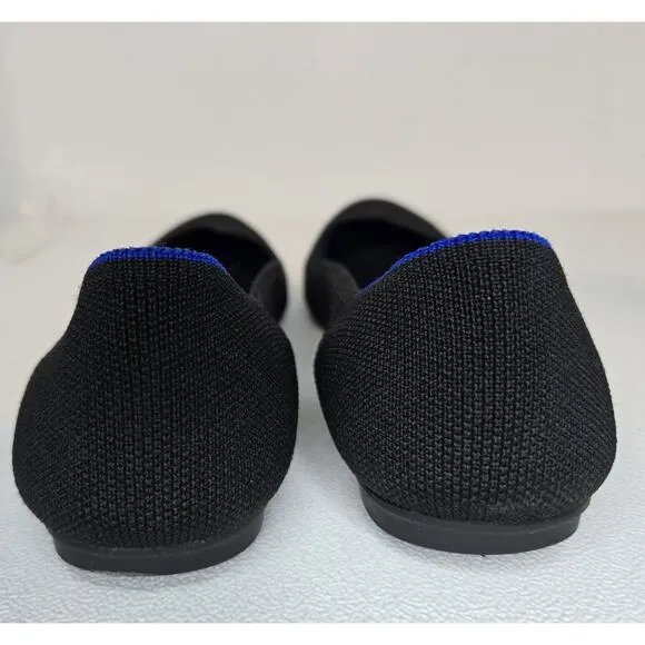 EUC Rothy's The Flat Women US 8 Black Luxury Ballet Flats Shoes Round Toe C9