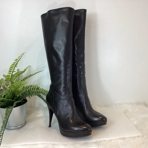 EVADO VERA PELLE ITALIAN LEATHER STILETTO PLATFORM TALL BOOTS SZ EUR 39 US 8