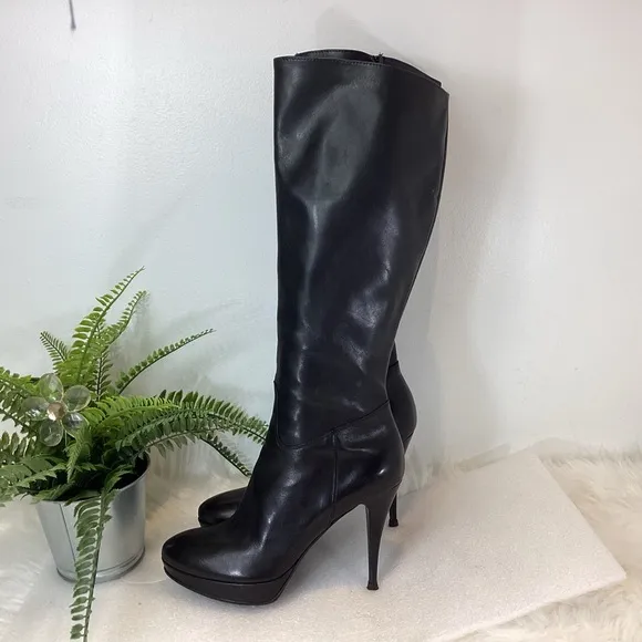 EVADO VERA PELLE ITALIAN LEATHER STILETTO PLATFORM TALL BOOTS SZ EUR 39 US 8