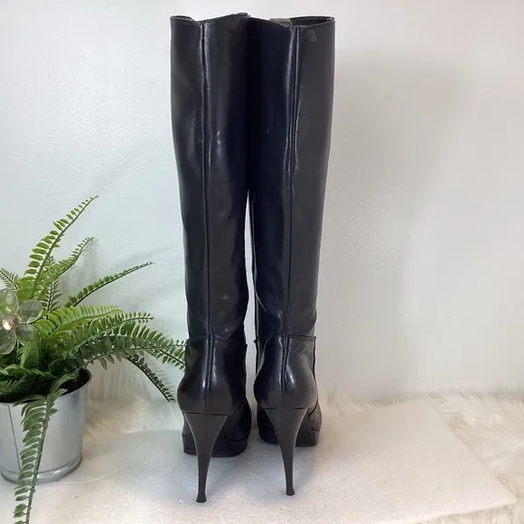 EVADO VERA PELLE ITALIAN LEATHER STILETTO PLATFORM TALL BOOTS SZ EUR 39 US 8