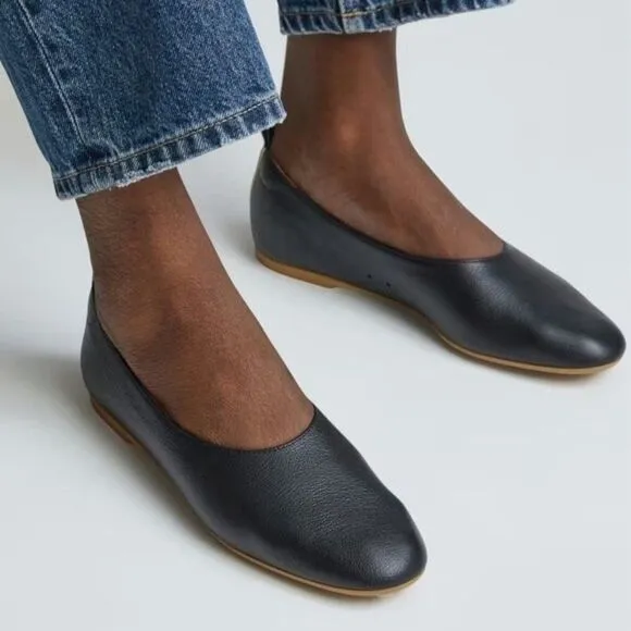 Everlane Day Glove Italian Leather Ballet Flat Shoes in Black Size 6 New