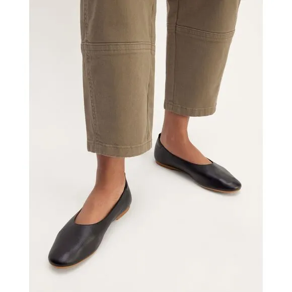 Everlane Day Glove Italian Leather Ballet Flat Shoes in Black Size 6 New