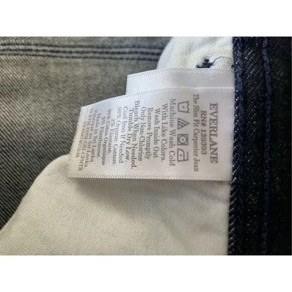 EVERLANE Slim Fit Carpenter Jeans Organic Cotton Dark Wash Size 32x30