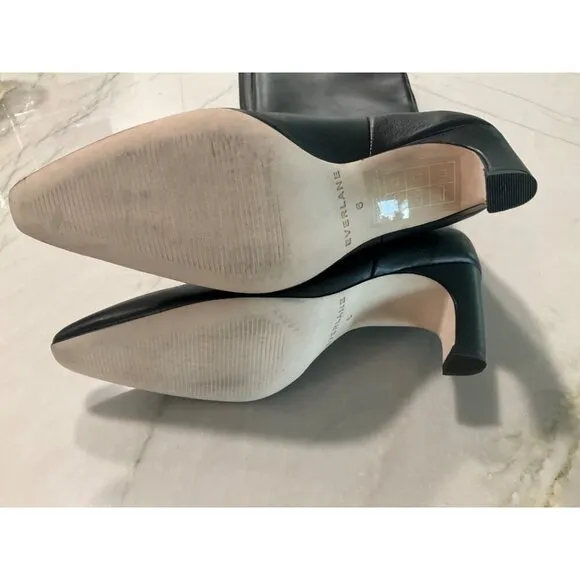 Everlane The Banana Boots in Black Leather New Womens Knee High