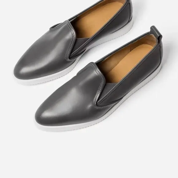 Everlane The Leather Street Shoe in Grey New Womens Wedge Loafer