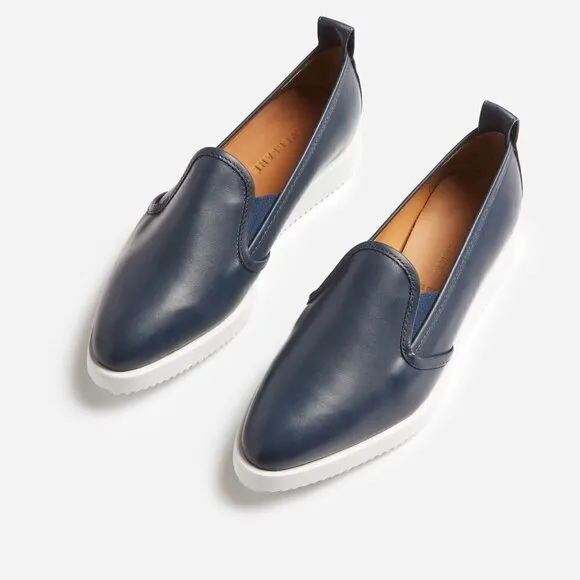 Everlane The Leather Street Shoe in Grey New Womens Wedge Loafer