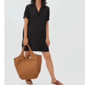 Everlane The Linen Workwear Dress Women Medium Shirtdress Short Sleeve