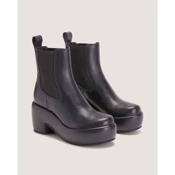 Everlane The Puffa Boots in Black Leather 8.5 New Womens Mid Booties
