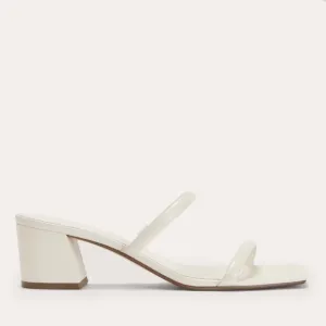Everlane Women's White Leather The Double Strap Heel Sandals 11