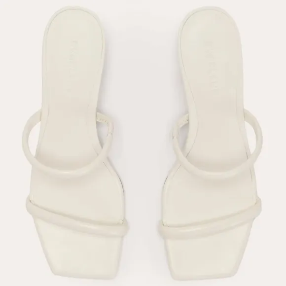 Everlane Women's White Leather The Double Strap Heel Sandals 11