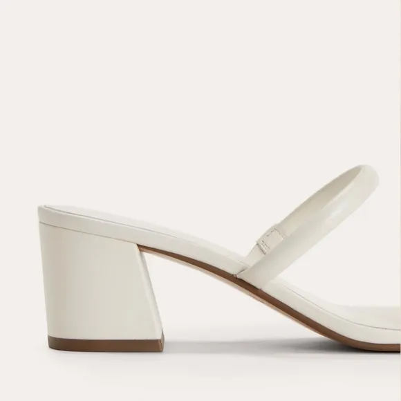 Everlane Women's White Leather The Double Strap Heel Sandals 11