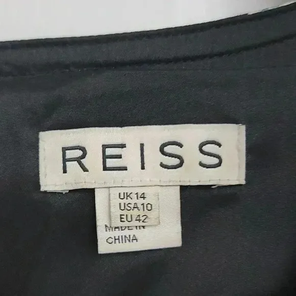 Excellent Reiss - Blue &amp; Tan Printed Flared Dress