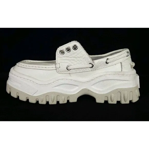 Eytys Mykonos Loafers 35 5.5 White Grained Leather Shoes