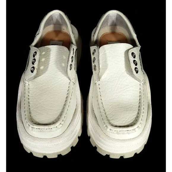 Eytys Mykonos Loafers 35 5.5 White Grained Leather Shoes