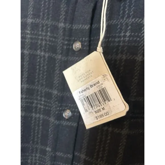 Faherty Legend Plaid Sweater Dress M Knee Length Button Front Black Classic