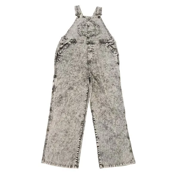 Faherty Overalls Womens L Mechanic Bib Storm Cloud Grey Denim Carpenter Cargo
