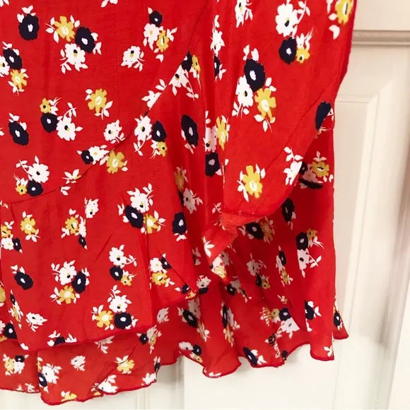 Faithfull the Brand | NEW Red Floral Celeste Wrap Midi Skirt Size 4