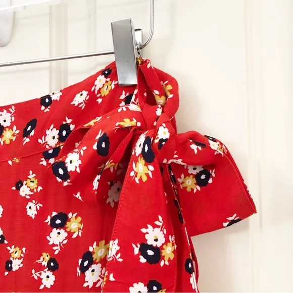 Faithfull the Brand | NEW Red Floral Celeste Wrap Midi Skirt Size 4