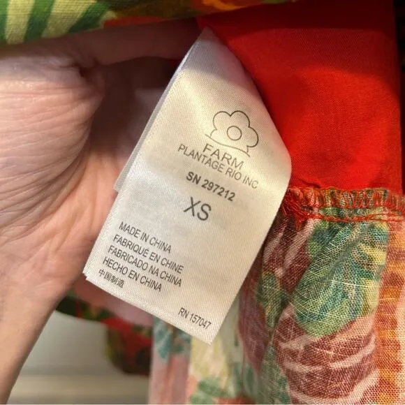 Farm Rio Dress Tropical Toucan Parrot Jungle Linen Sleeveless Red Green Leaf NWT