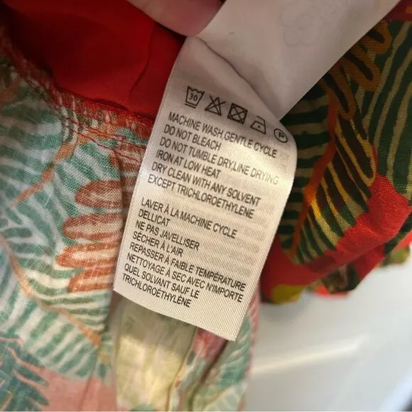 Farm Rio Dress Tropical Toucan Parrot Jungle Linen Sleeveless Red Green Leaf NWT