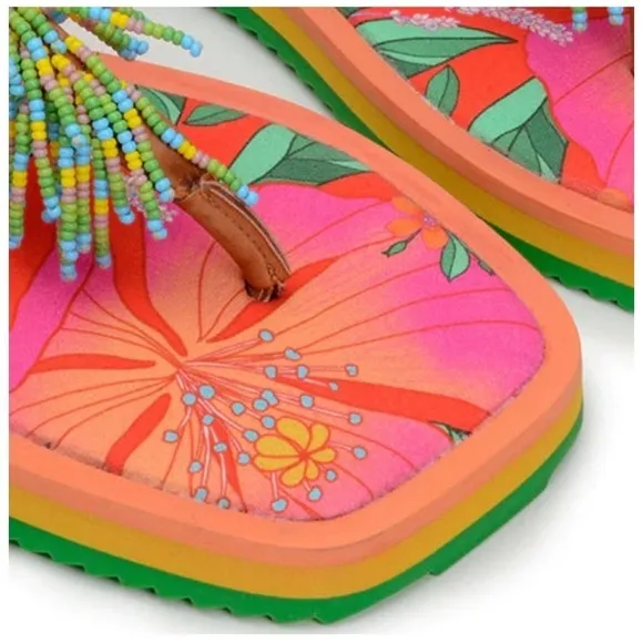 Farm Rio Floral Pietra Sandals Wrap Up Womens Size: 9 NWT