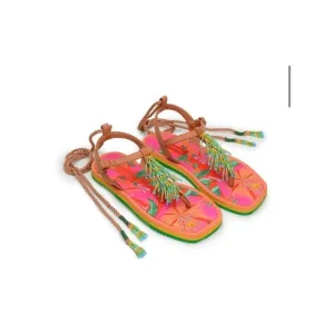 Farm Rio Floral Pietra Sandals Wrap Up Womens Size: 9 NWT