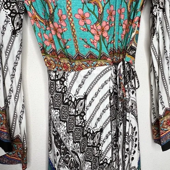 Farm Rio Multicolor Midi Wrap Dress, size XS