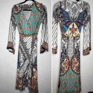 Farm Rio Multicolor Midi Wrap Dress, size XS