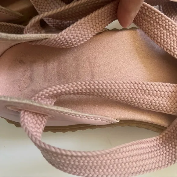 Fenty Puma The Bow Creeper Pink Leather Sandals Platform Ankle Wrap Lace Up 7.5