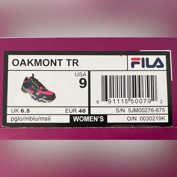 Fila Oakmont TR Multicolor Trail Sneakers Blue Pink Black Yellow Women’s Size 9