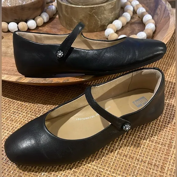 Fit Flop Delicato black leather Mary Jane flats 6 / 37