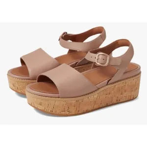 FitFlop Eloise Cork-wrap leather back-strap wedge Tan Sandals