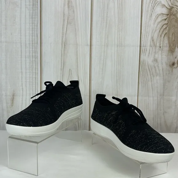 FitFlop Sneakers Lace Up Knit Lightweight Comfort Tennis Shoes Black Size 9