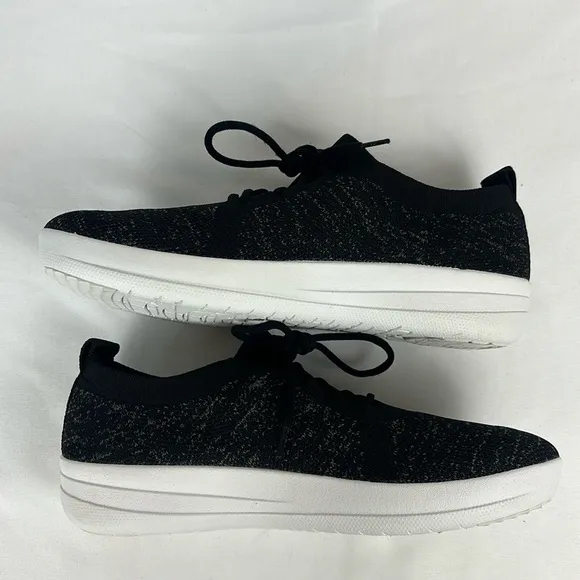 FitFlop Sneakers Lace Up Knit Lightweight Comfort Tennis Shoes Black Size 9