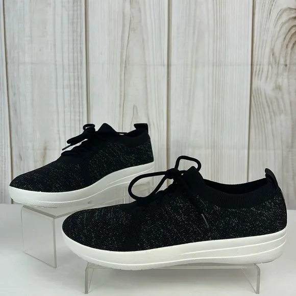 FitFlop Sneakers Lace Up Knit Lightweight Comfort Tennis Shoes Black Size 9
