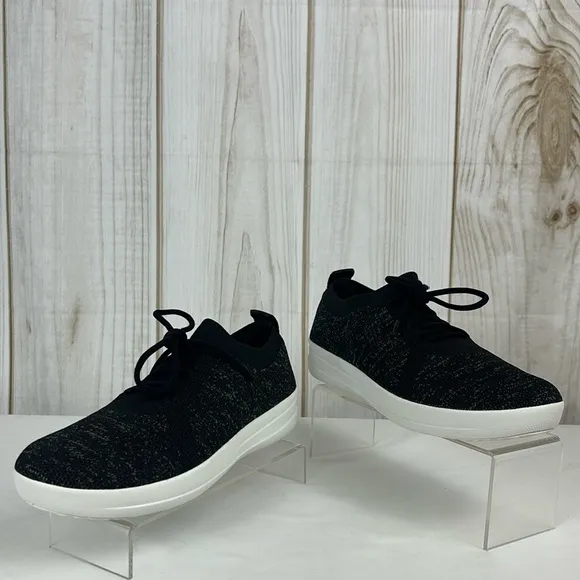 FitFlop Sneakers Lace Up Knit Lightweight Comfort Tennis Shoes Black Size 9