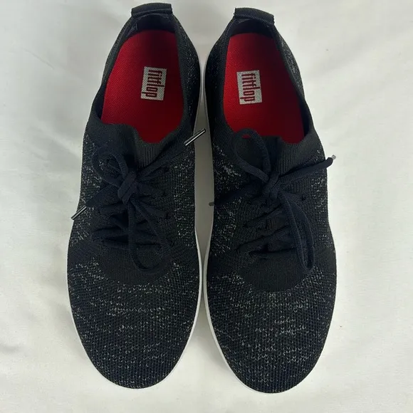 FitFlop Sneakers Lace Up Knit Lightweight Comfort Tennis Shoes Black Size 9