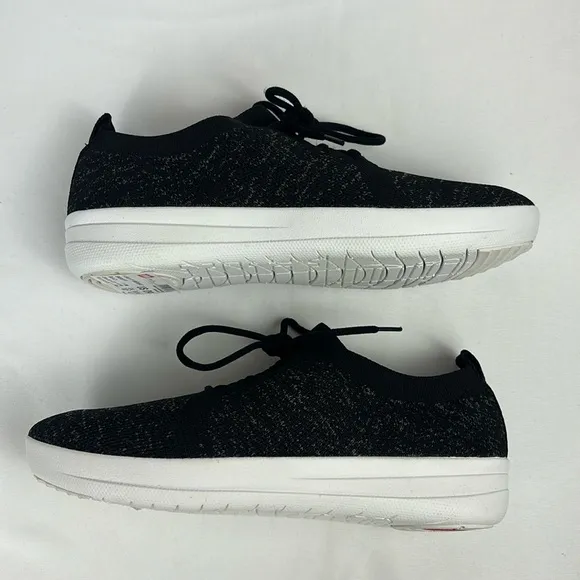 FitFlop Sneakers Lace Up Knit Lightweight Comfort Tennis Shoes Black Size 9