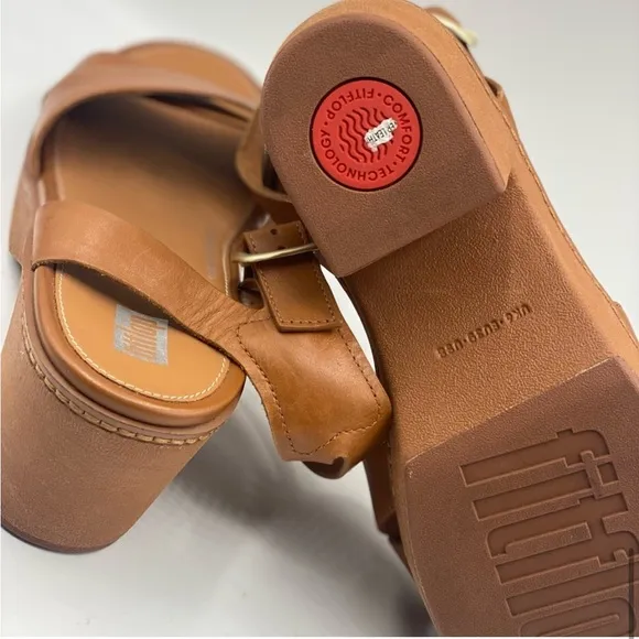 FITFLOPLeather Pilar Crossover Ankle StrapPlatform Sandals