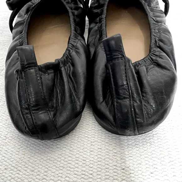 Flattered Polly Leather Black Flats Size 7.5 Bow