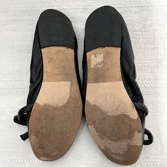 Flattered Polly Leather Black Flats Size 7.5 Bow
