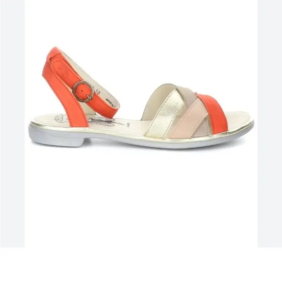 Fly London Cune Leather Flat Ankle Multi Strap Sandals Size 7 1/2
