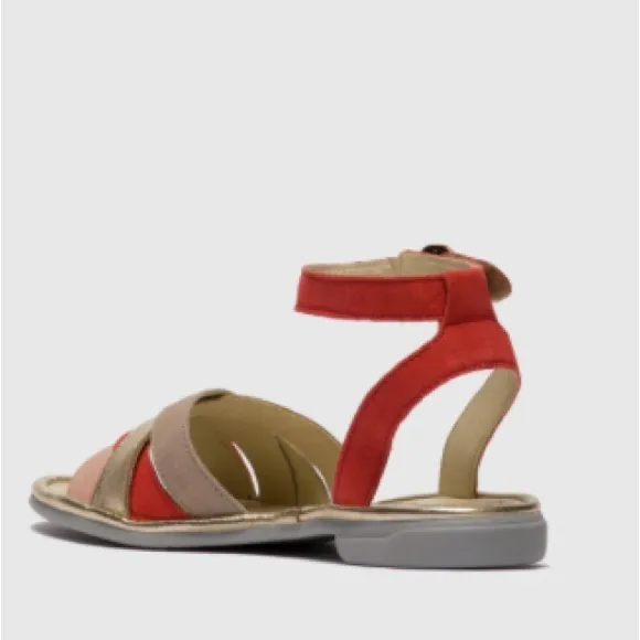 Fly London Cune Leather Flat Ankle Multi Strap Sandals Size 7 1/2