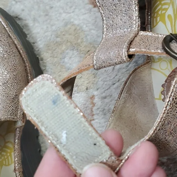 Fly London Luna Metallic Perforated wedge sandals